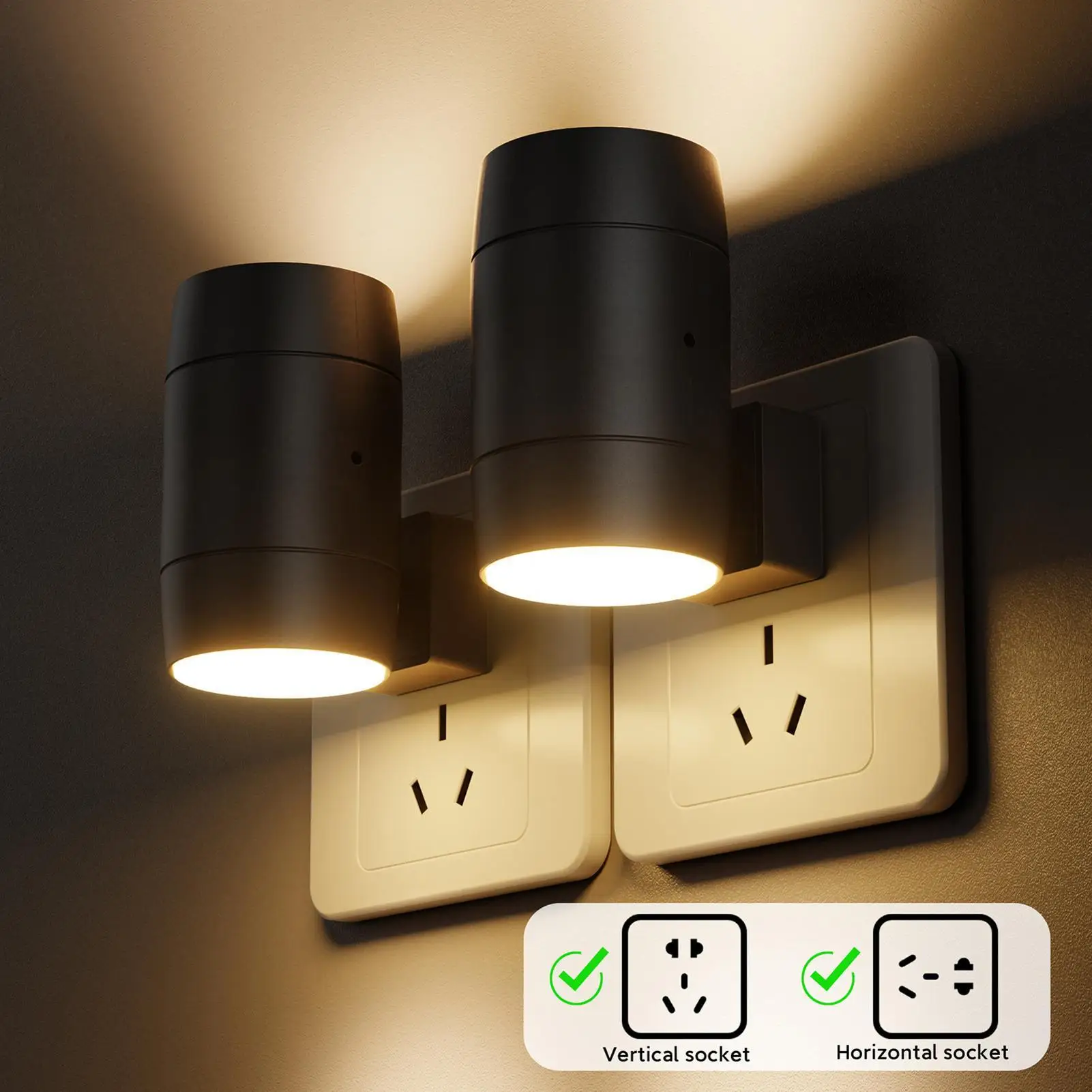 Sensor Night Light Plug In Night Light For Bathroom Flexible Brightness 180-Degree Rotating Lamp For Hotel Entryway Closet