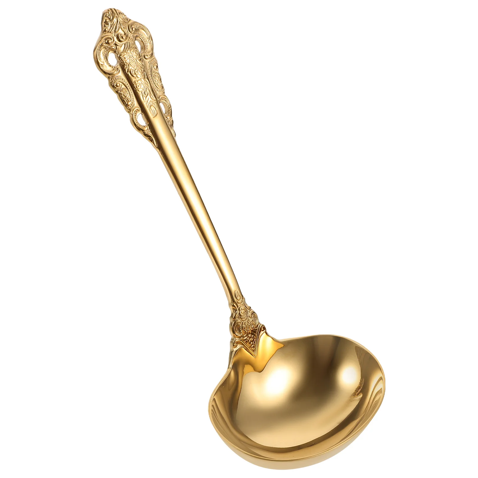 

Gold Stainless Steel Soup Ladle Large Capacity Long Handle Ladle Spoon for Serving Cooking Hot Pot Kitchen Utensil