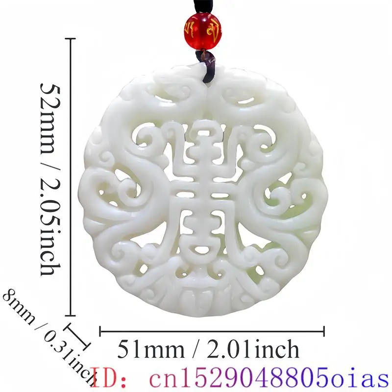 White Natural Real Jade Dragon Pendant Necklace Amulet Carved Jewelry Vintage Luxury Gifts for Women Men Accessories Talismans