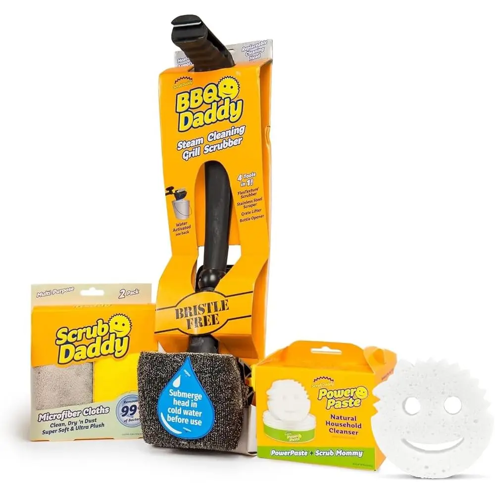 

BBQ Cleaning Kit - 2 Ultra-Fine Towels, Grill Brush, and Cleaning Paste with Scrub Sponge