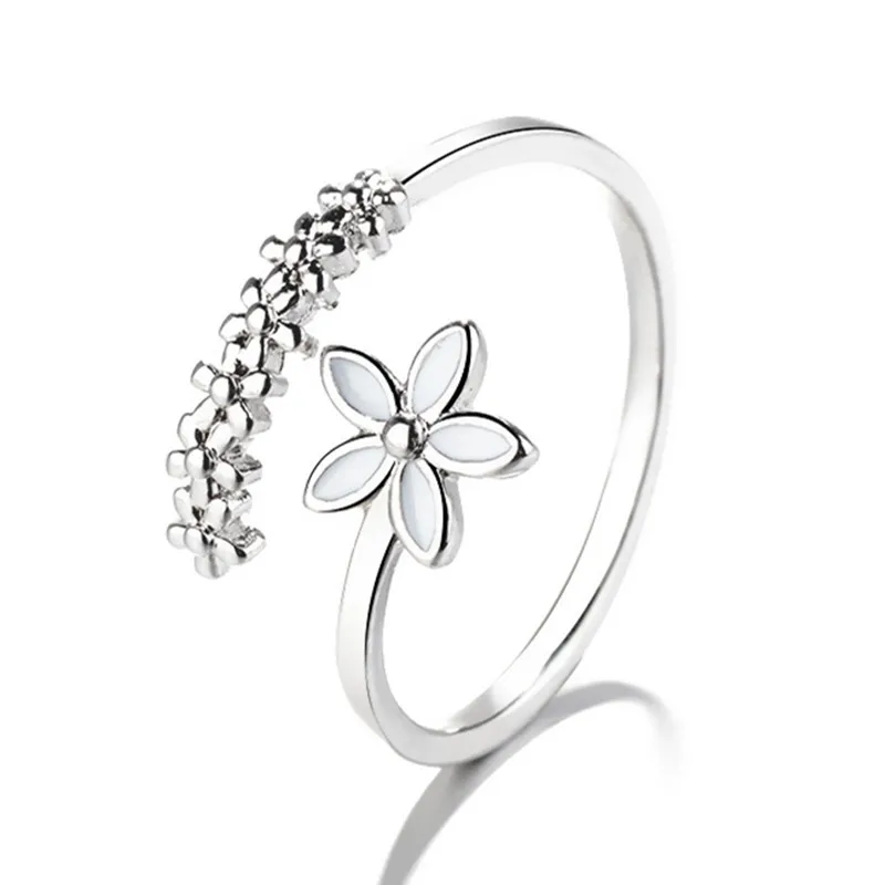 Uini-Tail hot new 925 Tibetan silver sweet plum blossom opening ring small fresh fashion trend cute high quality jewelry JZ022
