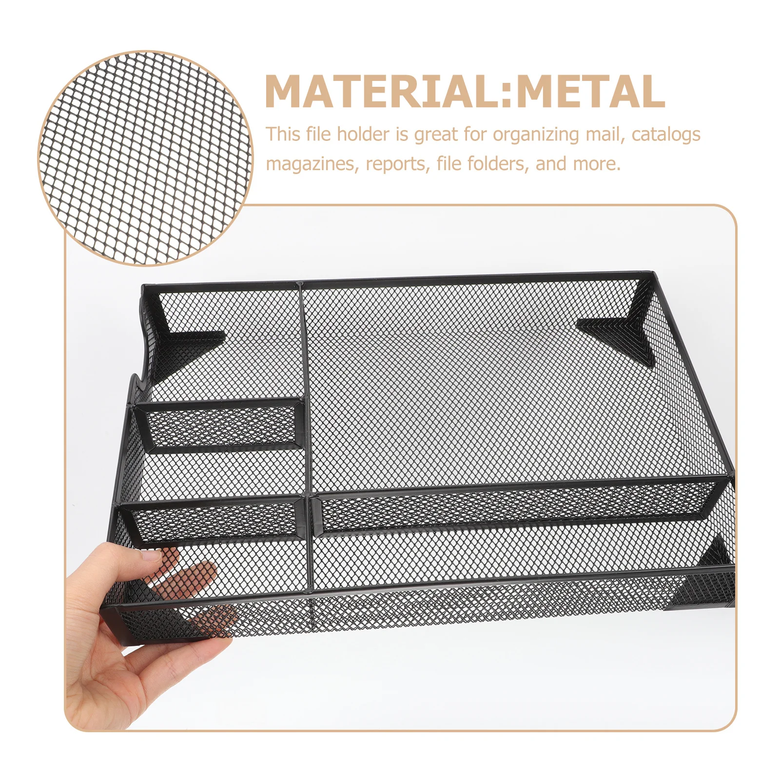 

File Rack Black Metal Desktop Organizer For Office Student Magazine Holder Multi-Function Document Storage Box File