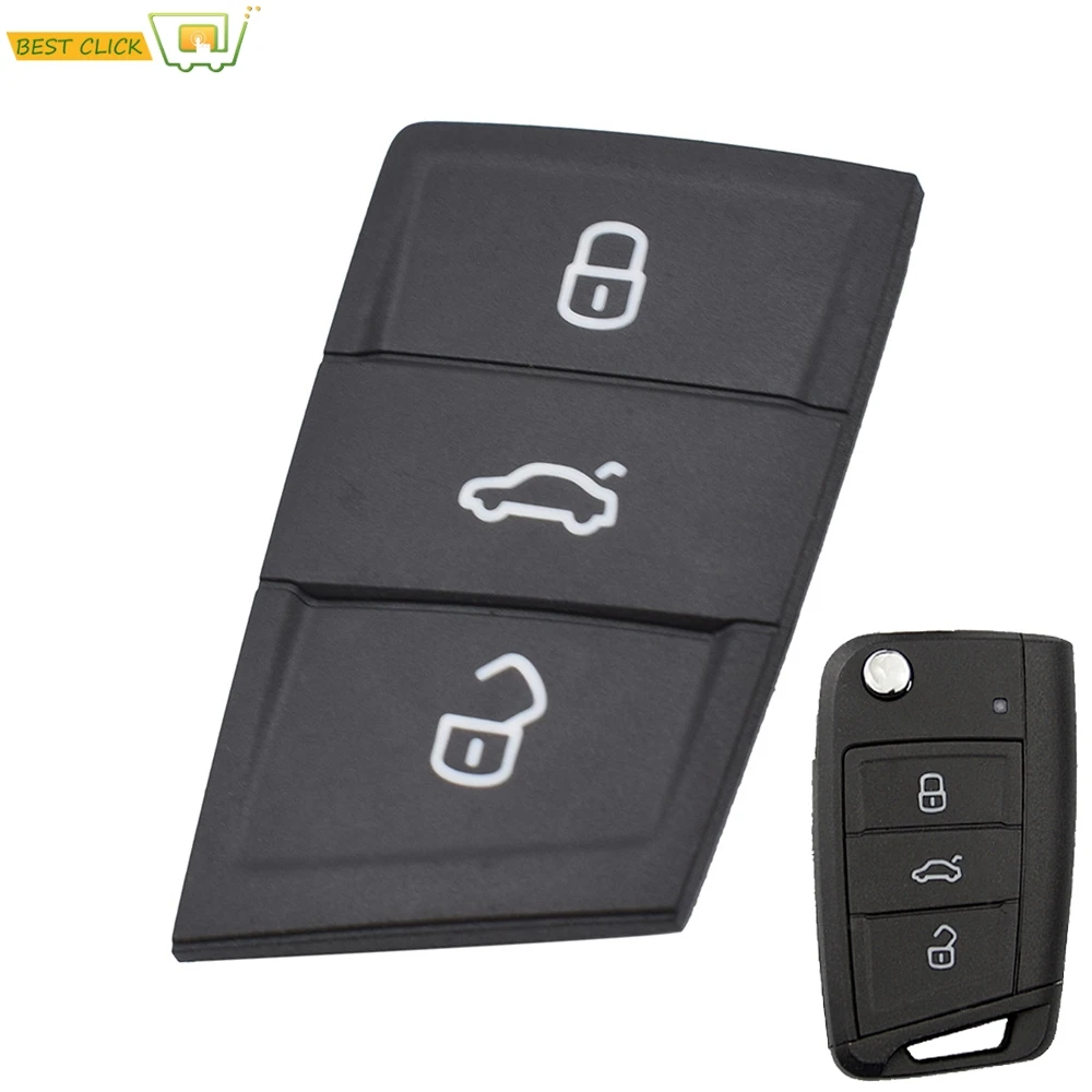 3 Button Remote Key Fob Case For Seat Ateca Leon Ibiza For VW Polo Golf 7 Tiguan 2017 2018 2019 Rubber Case Shell Skin Pad