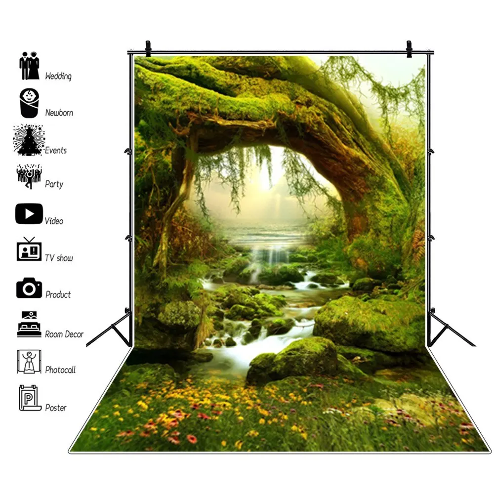 Dreamy Forest Backdrop Fairy Tale Tree Castle Wonderland Jungle Background Baby Birthday Wedding Photo Studio Props