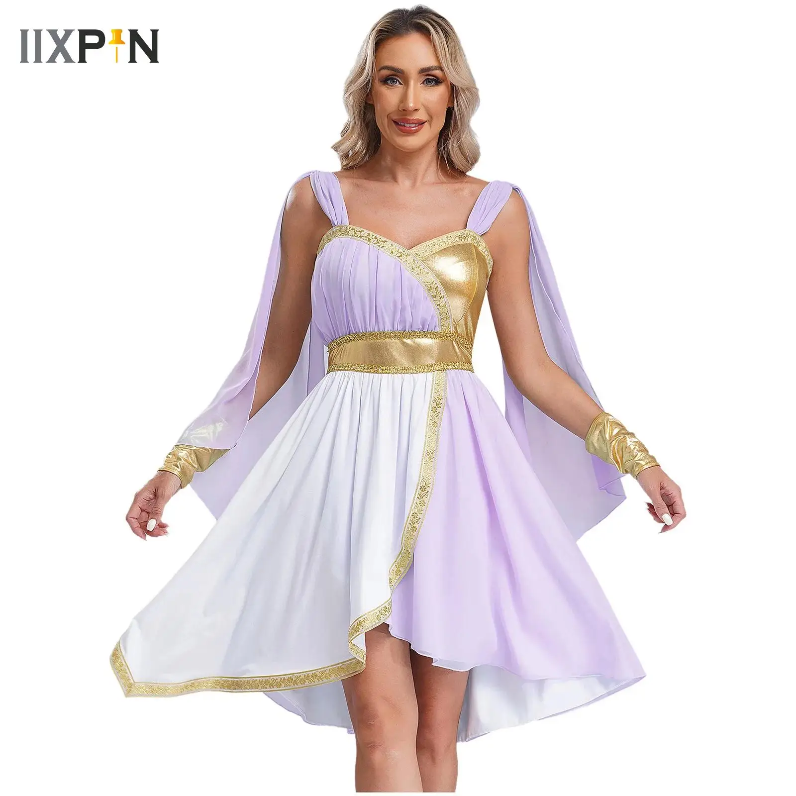 

Sexy Arabic Roman Cleopatra Queen Costume Halloween Masquerade Greek Goddesses Princess Cosplay Dress for Performance Photo