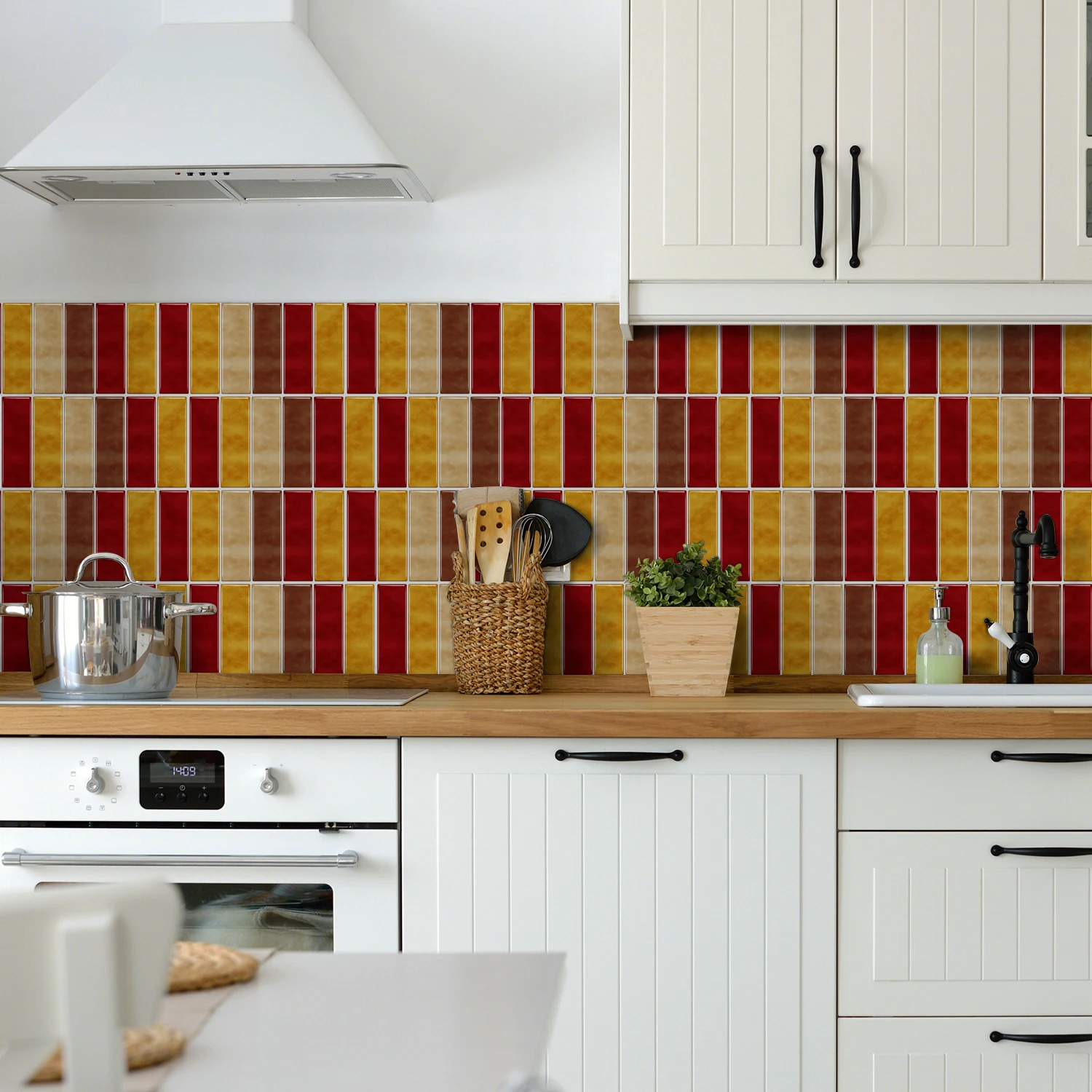 6/24/48pcs self-adhesive wall stickers, multi-color selection pattern, used for living room, kitchen, bathroom walls,