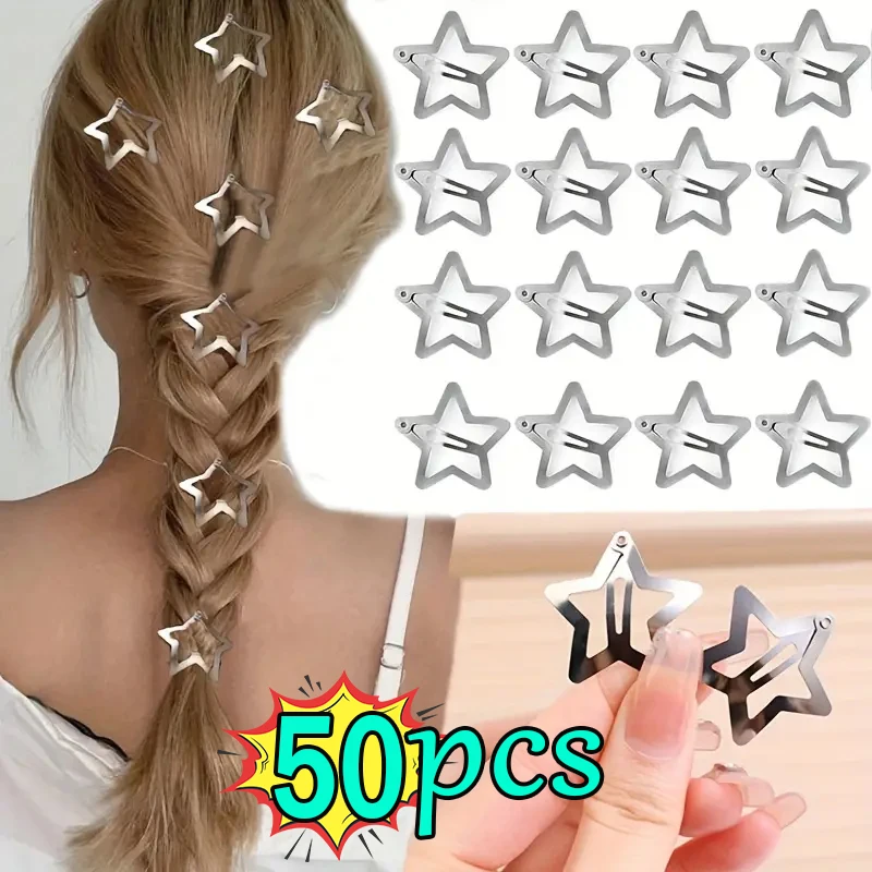 

New Fashion Y2K Star BB Hair Clips for Girls Metal Snap Clip for Stylish Hair Styling and Bangs Clips Hair Accessories for Girls