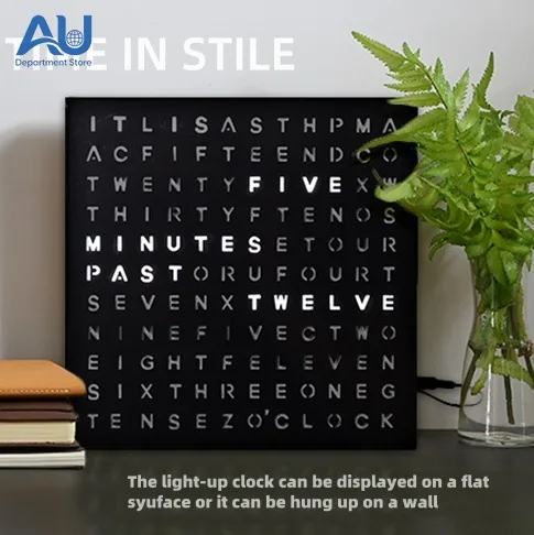 LED Alphabet Desk Clock Reading Time Timer Ambient Light Modern Decor for Home Office Study