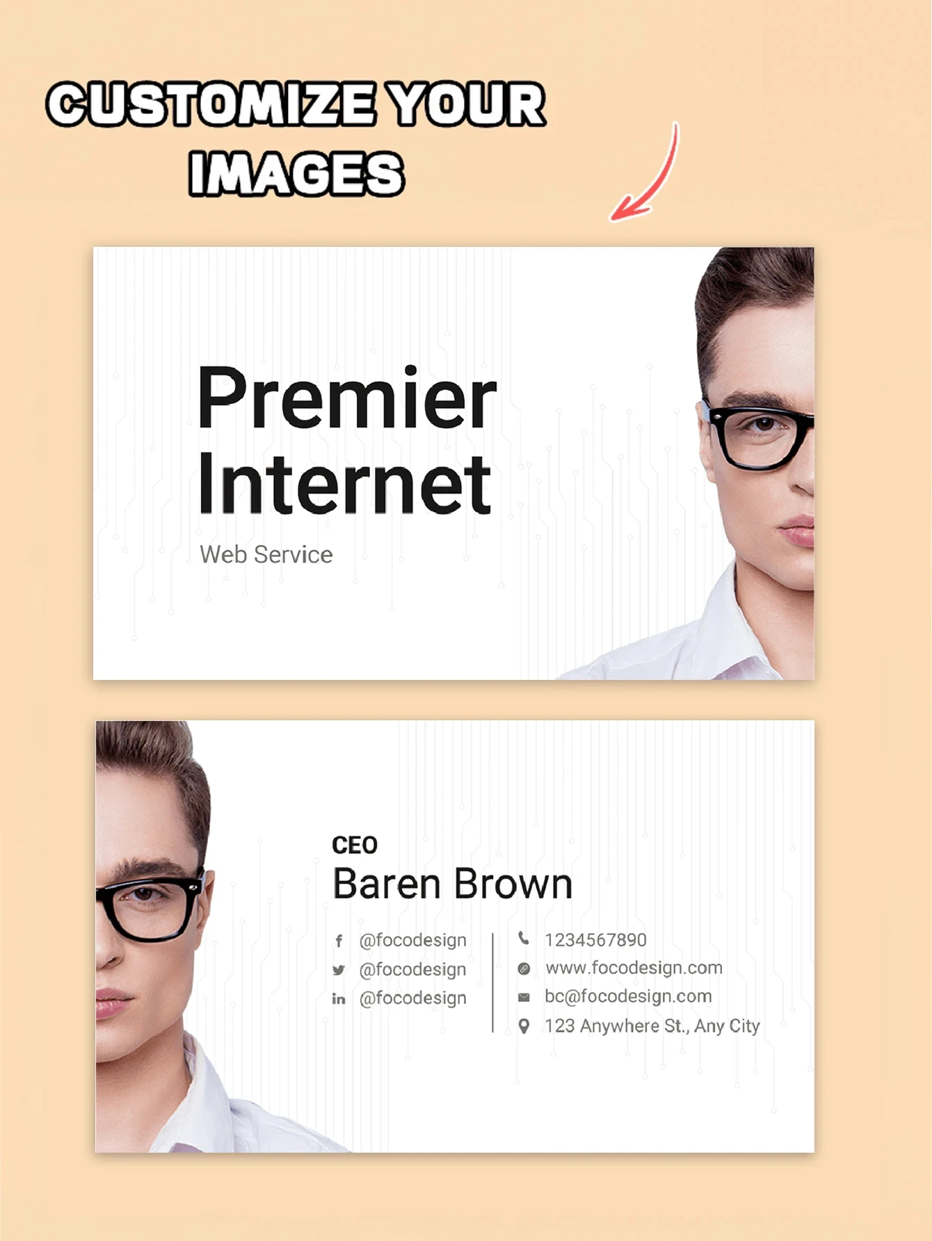 

500 шт., 1000 шт., индивидуальные визитные карточки, изображение, персонализированное приглашение «Спасибо», водостойкий офисный декор, рождественские подарки