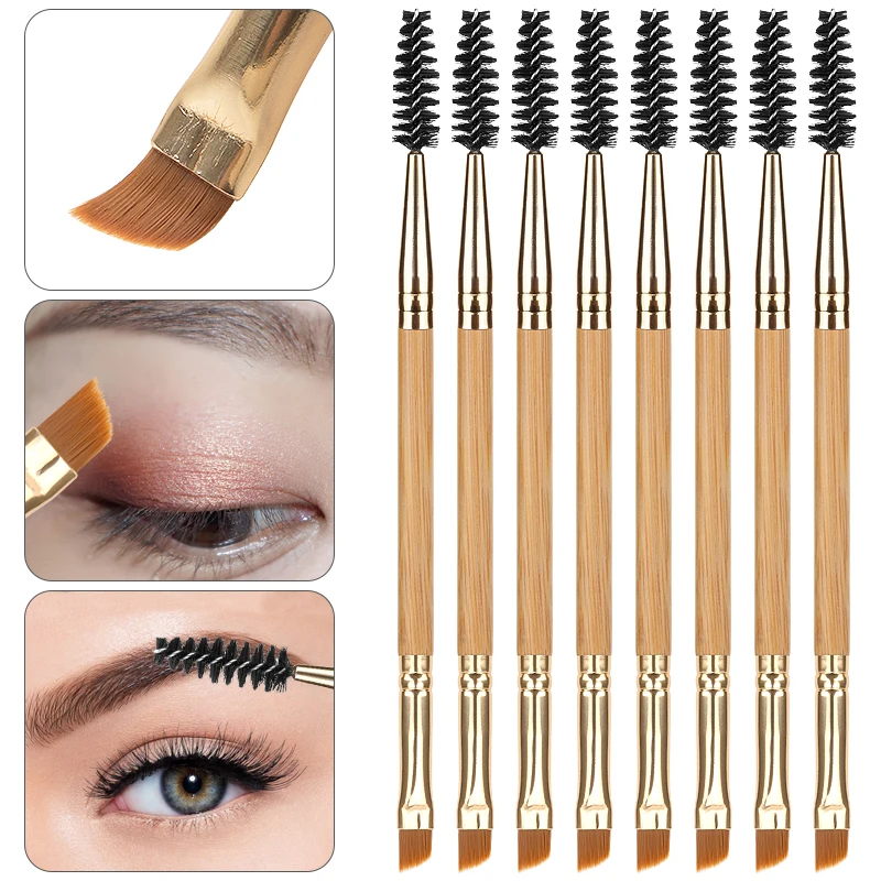 1Pc Double-ended Microblad Occhi Pennello per trucco Sopracciglio in polvere Spazzole per ciglia Mascara per occhi Cosmetico Bellezza Make Up Pennello Pettine Strumenti