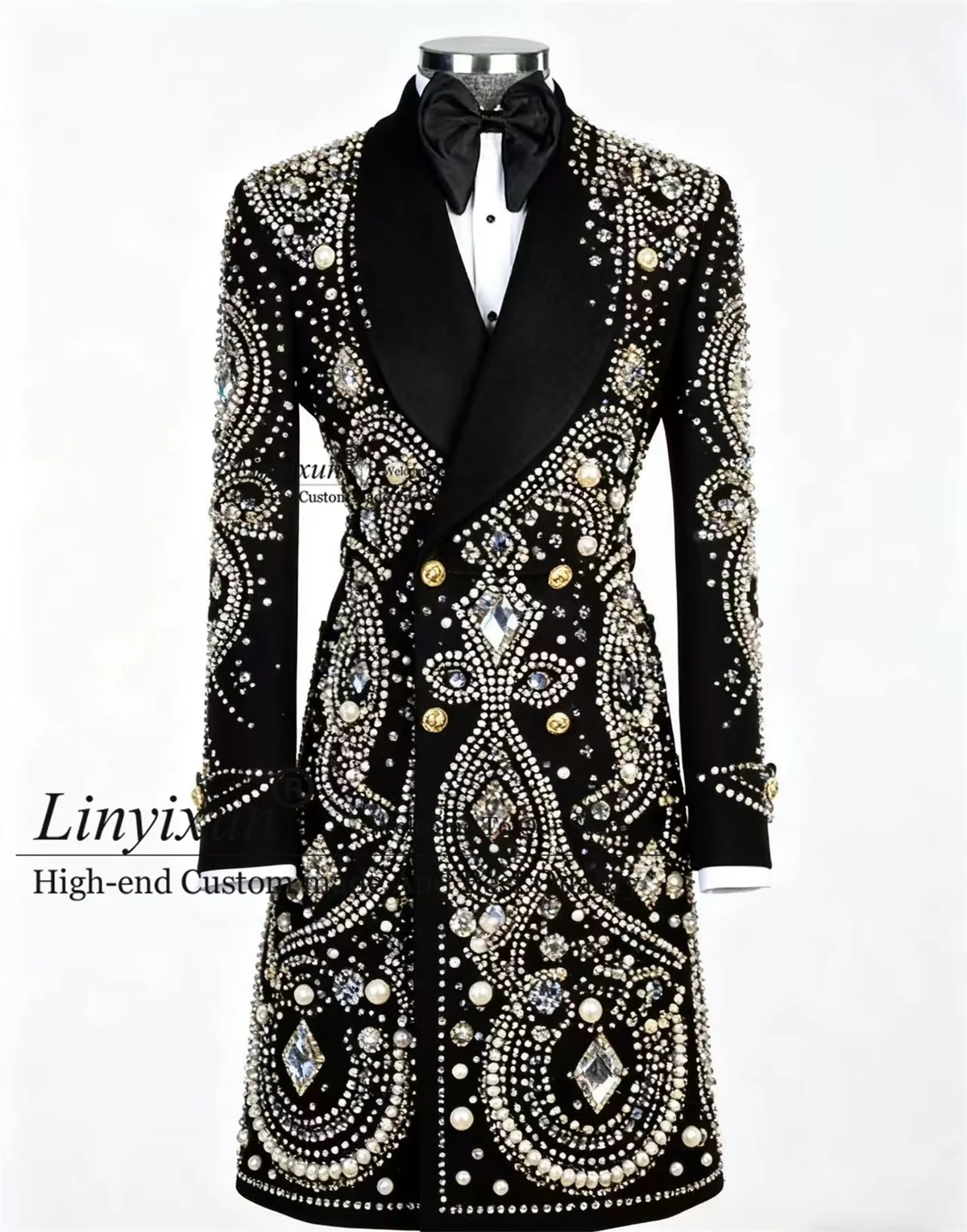 

Блестящие металлические ювелирные украшения, мужские костюмы, комплекты из 2 предметов, свадебный жених, мужской пиджак для выпускного, длинное пальто по индивидуальному заказу, брюки, Ropa Hombre