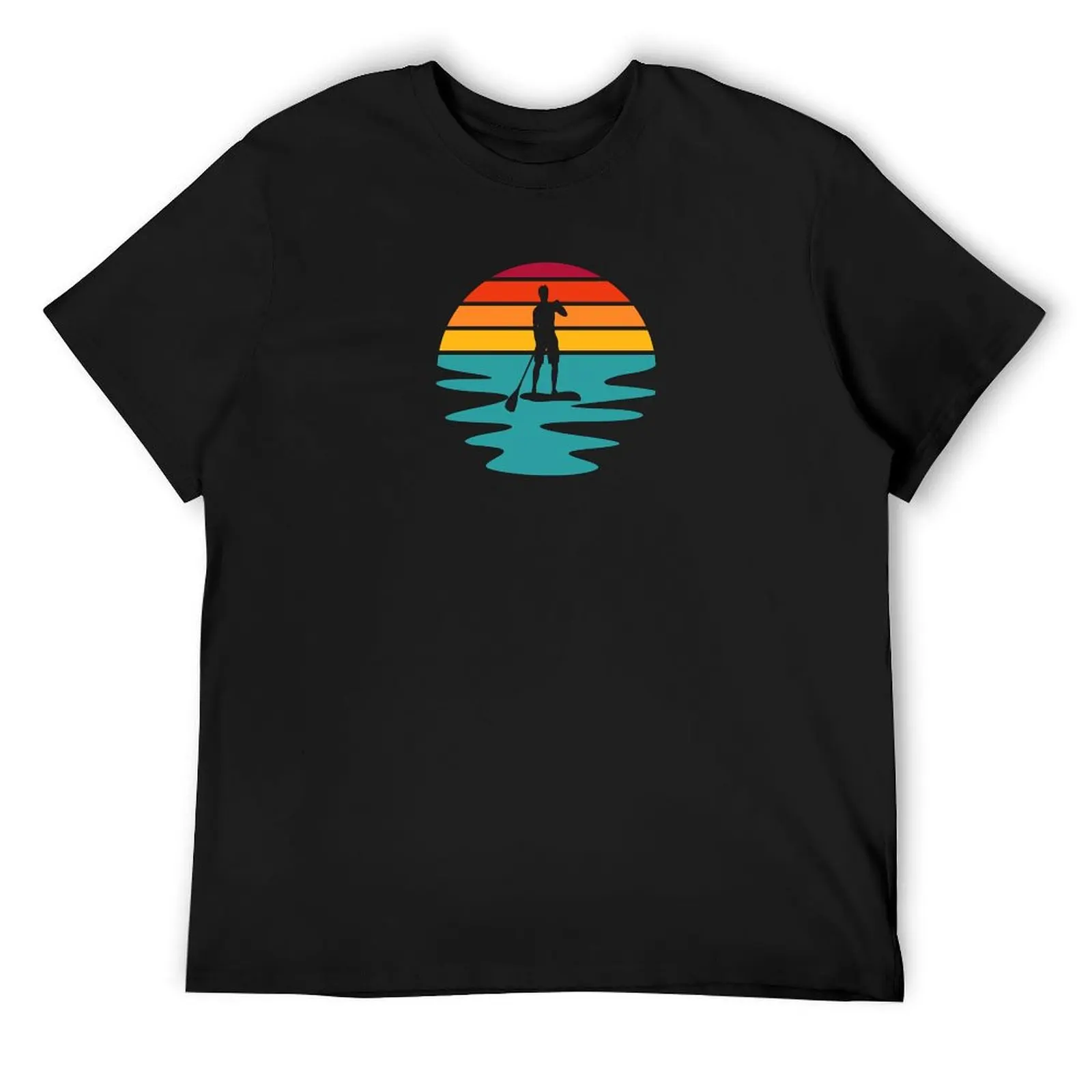 Stand Up Paddle Board - SUP - Retro Sunset On The Water T-Shirt anime t shirts baggy shirts quick drying mens tall t shirts