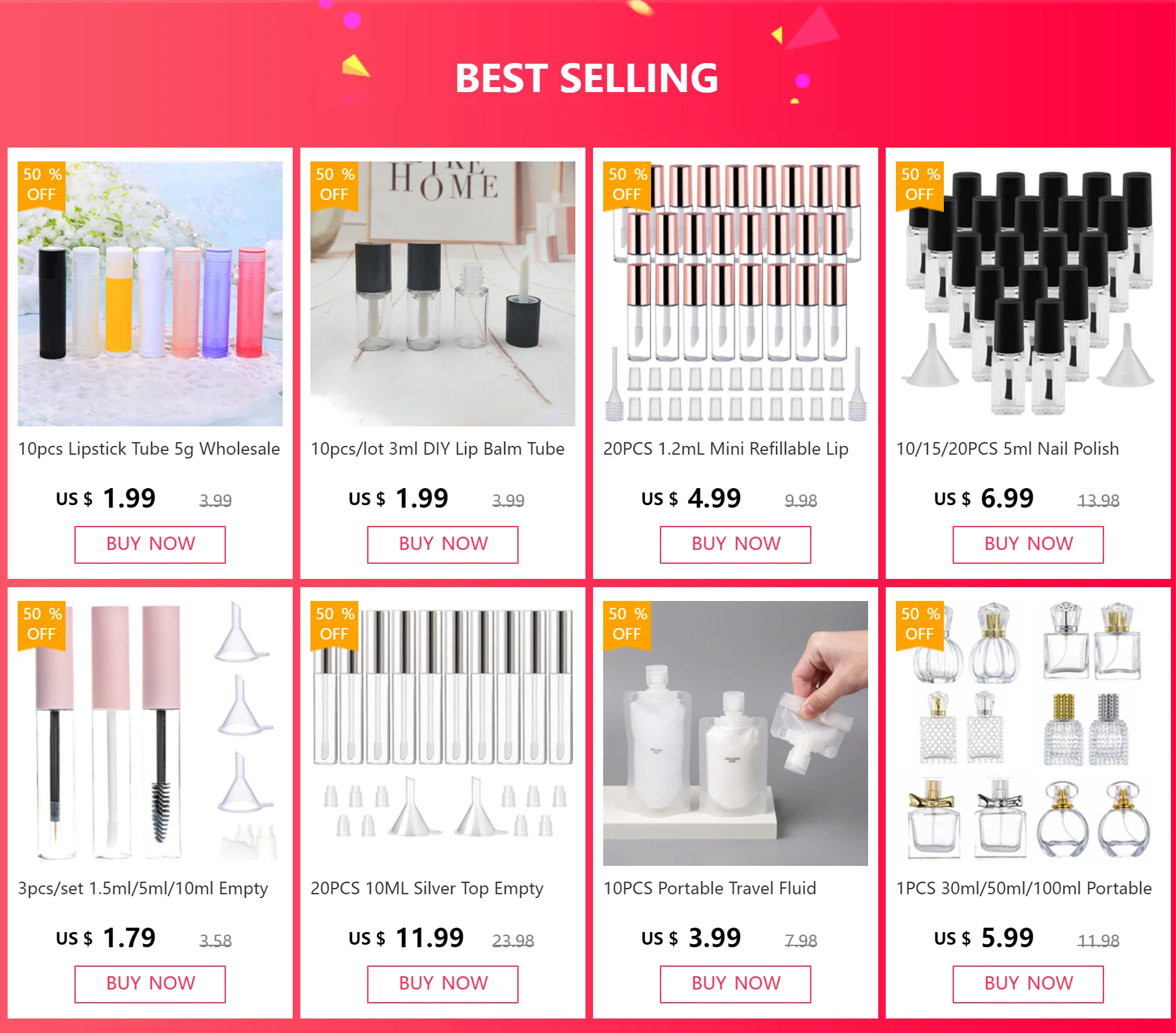 100 Stück 5ml Leere DIY Kunststoff-Lipgloss-Tuben Großhandel Lippenstift-Balsam-Tuben Kosmetikbehälter Reise-Make-up-Verpackungsflaschen – Detail 1