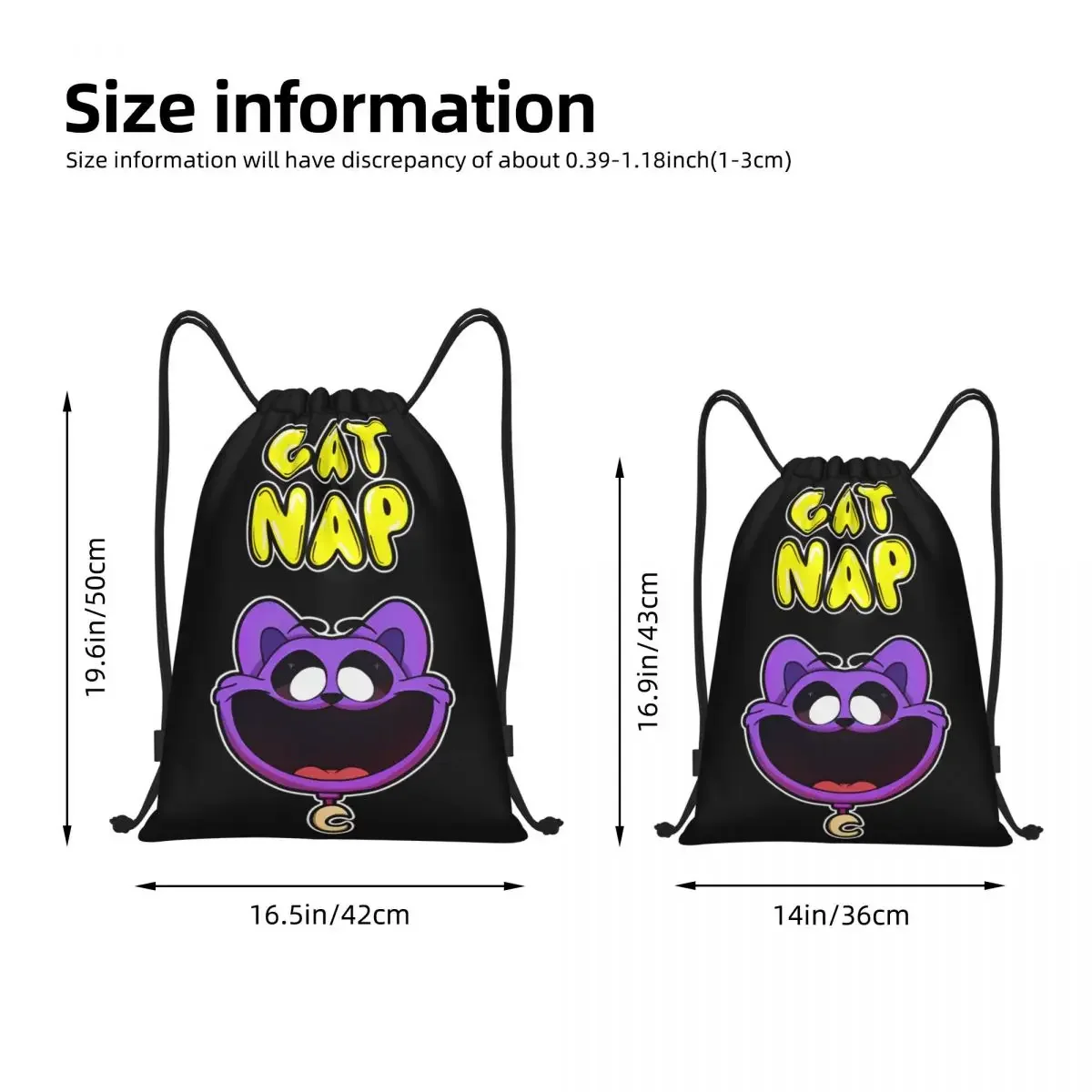 Catnap Smiling Critters Face Drawstring Backpack Sports Gym Bag String Sackpack for Working Out