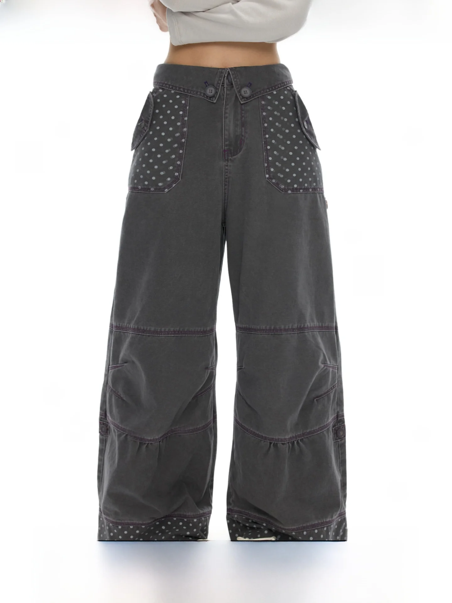 Casual Pure Cotton Checkered Work Pants Women's Autumn Fashion Betweenand BT6Q510 Natural Waist Cotton Blend Casual Trousers