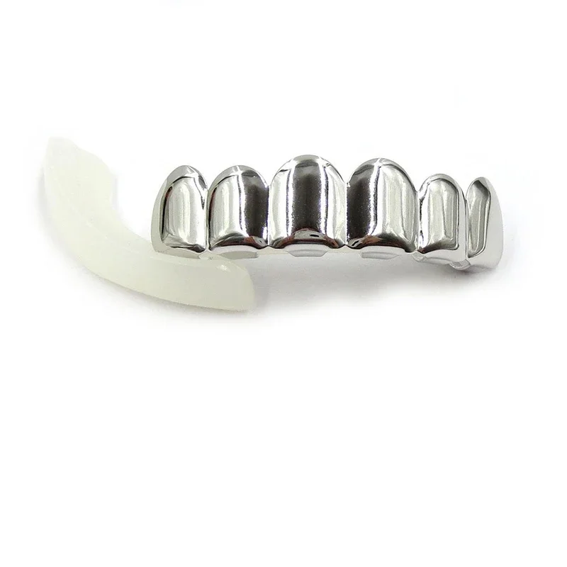 Grillz de Hip Hop Chapado en Oro Brillante, Pequeño, de un Solo Diente, para la Parte Superior o Inferior, Dientes Postizos, Accesorio Decorativo de Moda