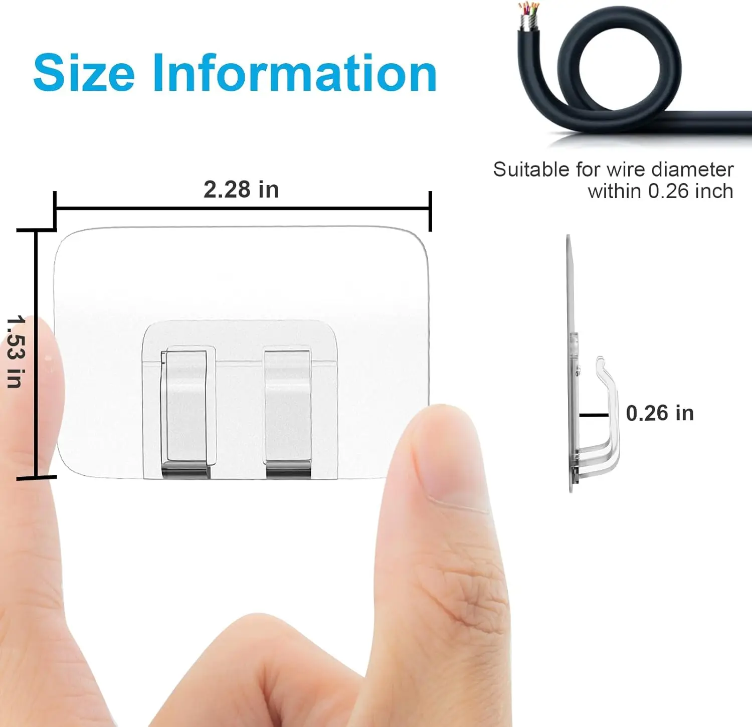 100 PCS Hooks for Outdoor String Lights Clips,Heavy Duty Cable Clips Hooks for Hanging Christmas Lights With Waterproof Adhesive #6