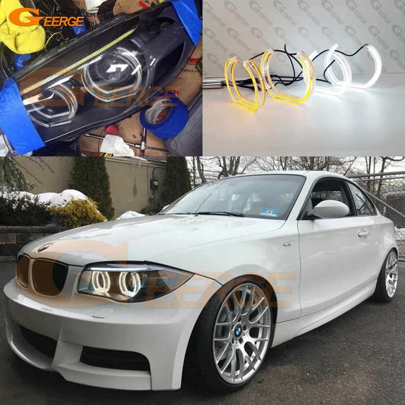 

For BMW 1 Series E82 E88 E87 E81 2004 - 2010 2011 2012 Ultra Bright DRL Turn Signal DTM U Style LED Angel Eyes Kit Halo Rings