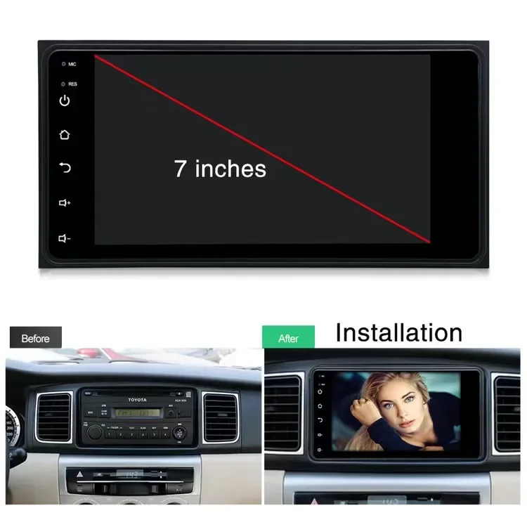 2Din android 14 Universal Car Radio Head Unit Multimedia Video Player For Toyota VIOS CROWN CAMRY HIACE PREVIA COROLLA RAV4