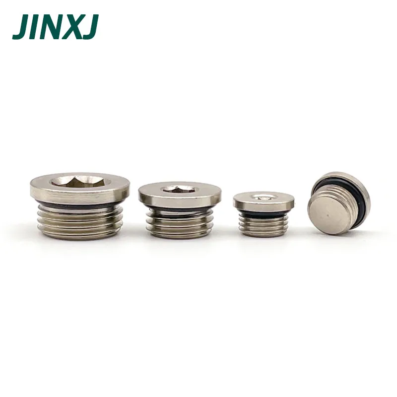 10PCS Copper Sealing Ring Hex Head End Cap Plug M5 1/8 1/4 3/8 1/2 Male Thread Pneumatic Components Fitting Connector Adapter