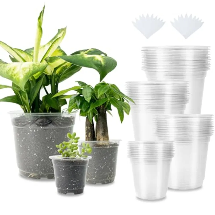 

40 Packs 3.5 4 5 6 Inch Clear Nursery Pots for PlantsSeedling Pots with Drainage Holes Transparent Plastic Planter Variety Pack