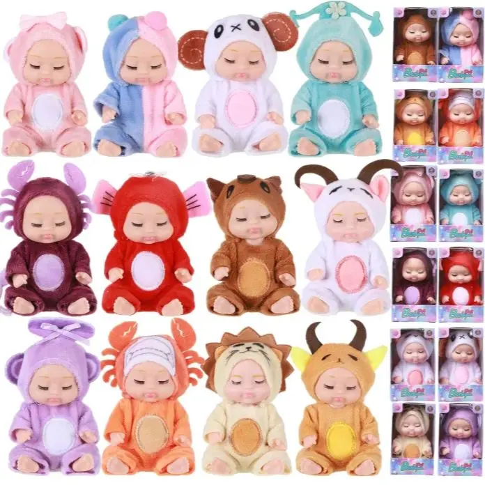 

12-Piece Zodiac Sleepy Reborn Baby Dolls – Mini Cute Kids' Birthday Gifts & PremiumHoliday Toy Set for Easter, Thanksgiving, H