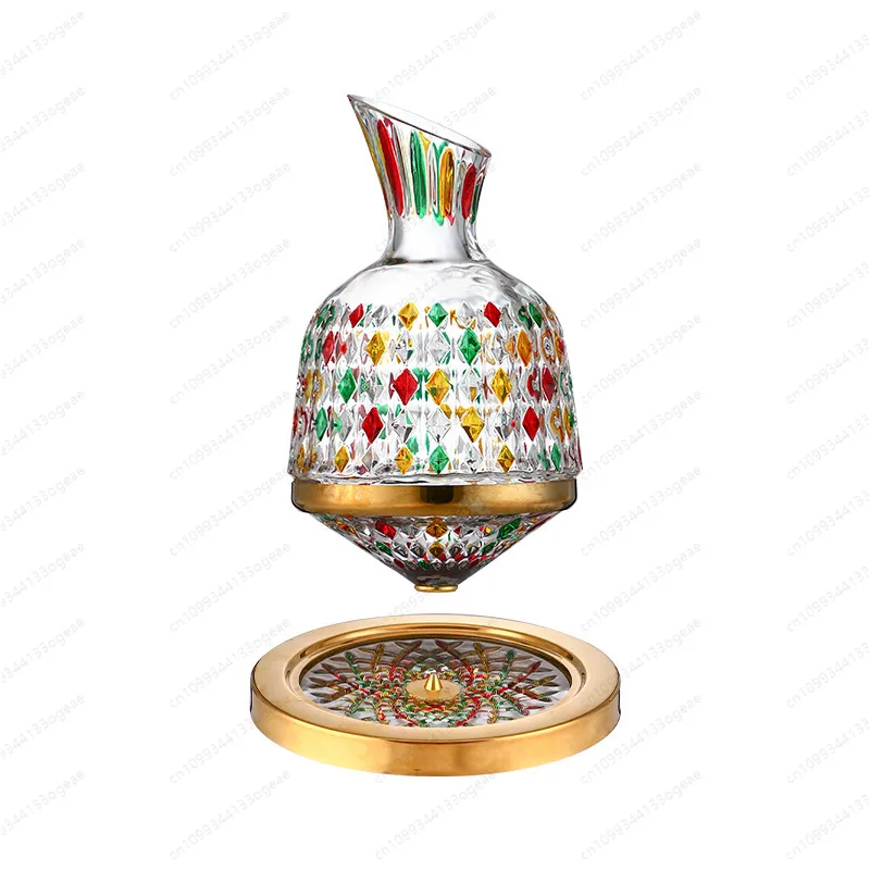 

Nordic Painted Red Wine Glass Gyro Rotating Decanter Gold-Painted Tumbler Creative Wine Dispenser Household Pot