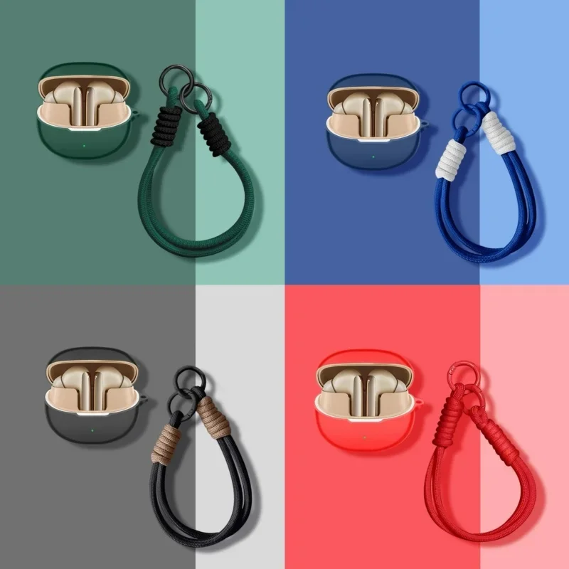 Soft Silicone Case For QCY MeloBuds Pro HT08A Wireless Earbuds Protective Cover Anti-drop TWS Earphone Shell With Lanyard Cover