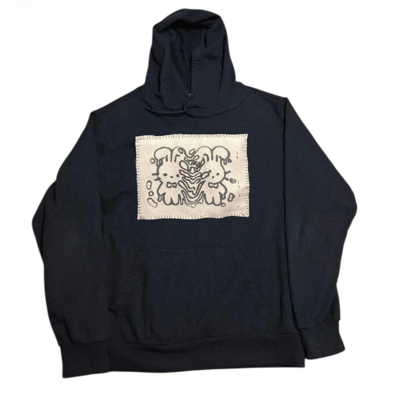 

Худи с нашивкой в стиле ретро-американского мультфильма, ручная работа, тяжелый свитшот, свободный крой, молодежный повседневный стиль