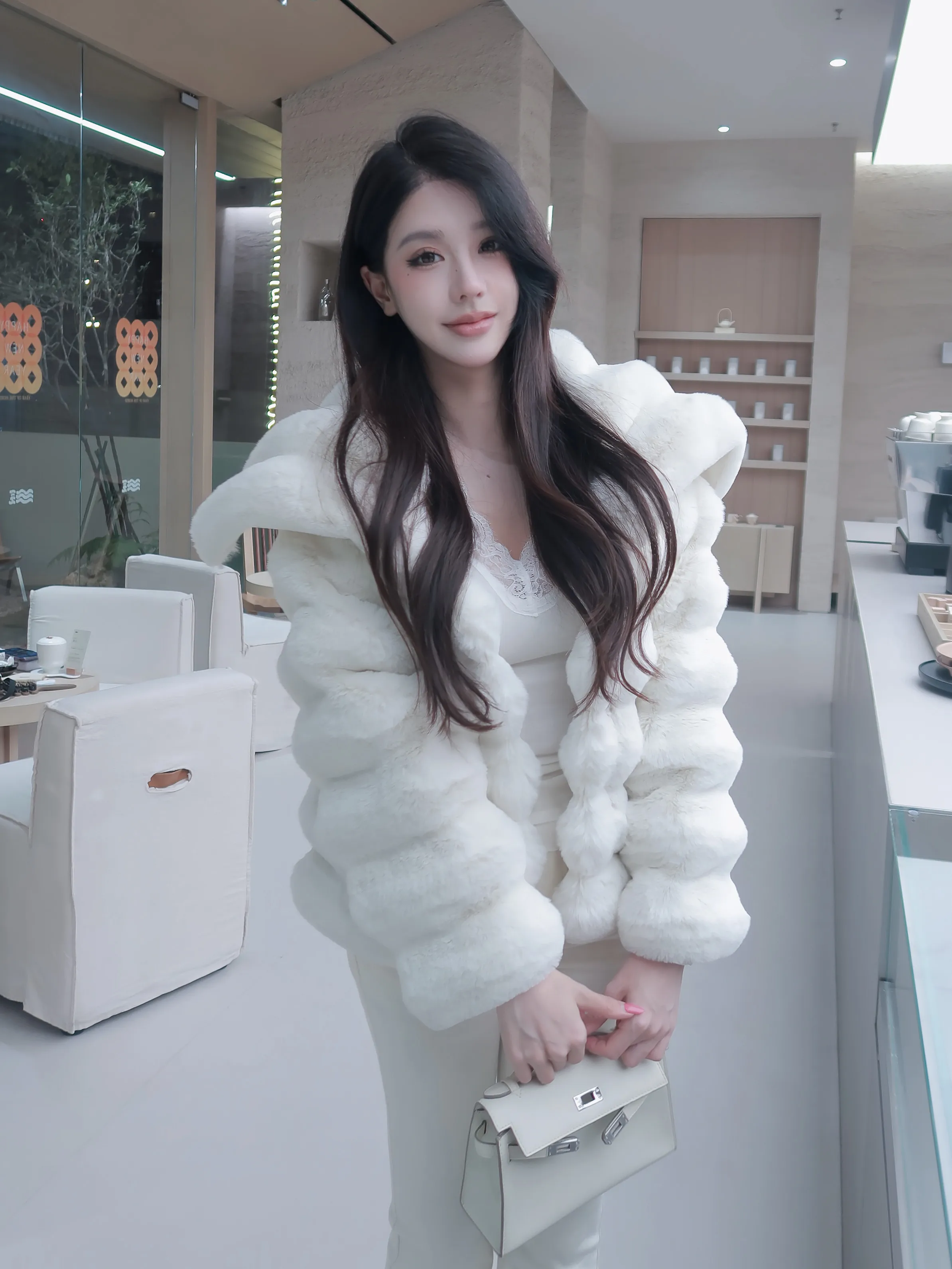 BFFUR Temperament Women's New Thick Rex Rabbit Fur Coat  Lapel Style Women Autumn Winter Short Streetwear Jacket
