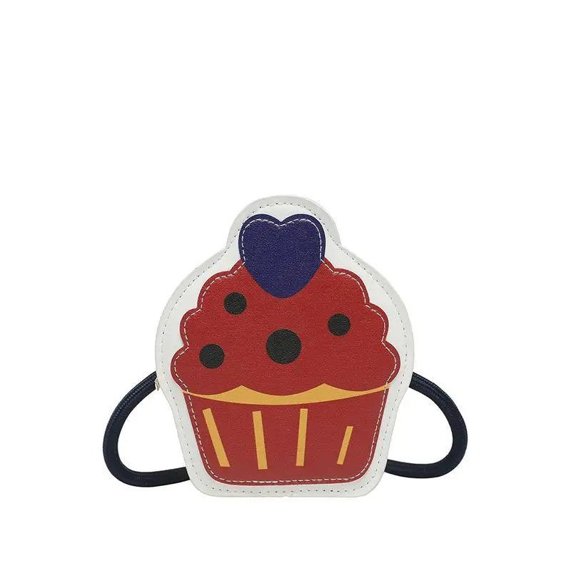 White Red Brown Pink Black Cute Cupcake Shape Crossbody PU Leather Mini Shoulder Bag Cartoon Purse Phone Bag for Women Girls