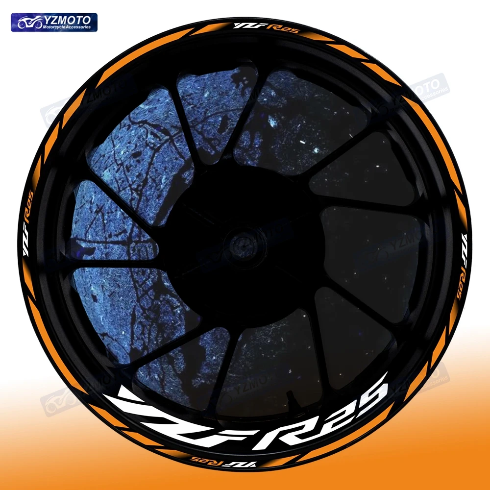 

Для мотоцикла YZF R25 YZF-R25, 17-дюймовая наклейка на переднюю и заднюю ступицу колеса, водостойкая светоотражающая модифицированная декоративная наклейка на обод