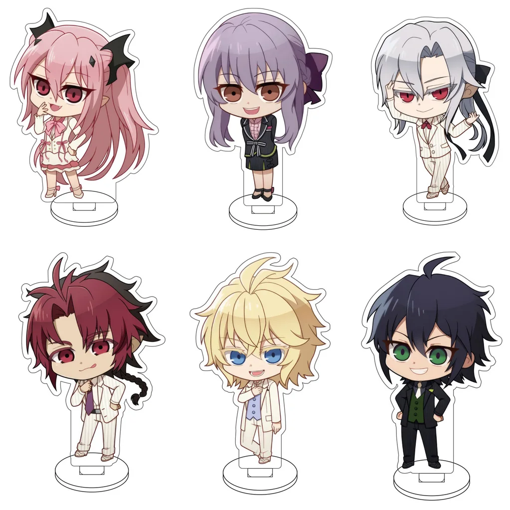 

10CM Anime Seraph of the End Hyakuya Yūichirō Mahiru Hiiragi‌ Ferid·Bathory Cos Acrylic Figure Stand Cute Gifts Ornaments