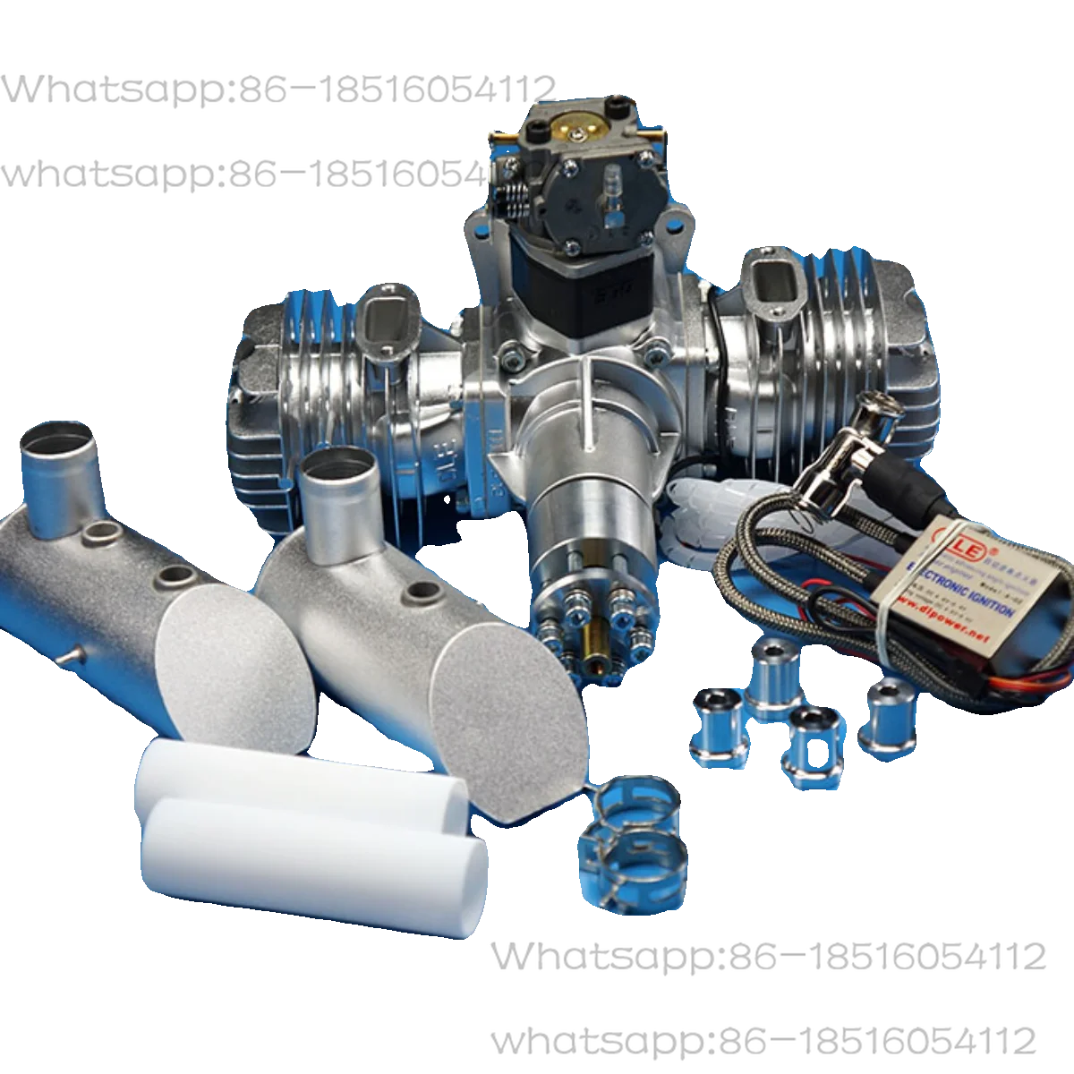 DLE111 Model Aircraft Engine Two-cylinder Two-stroke Side Exhaust Natural Air-cooled Hand Start 111cc Displacement