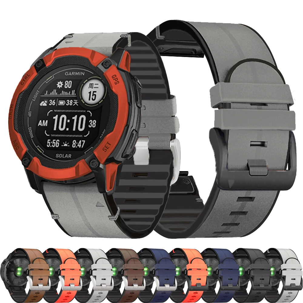 Cinturino in silicone in pelle Quickfit per Garmin Instinct 2X 3 50mm Fenix 5XPlus 6X 6 7 7X 47mm Epix Pro 2 51mm cinturino 26mmBracciale