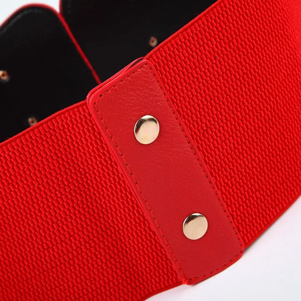 

All-match Slimming Body Metal Buckle Female Wide Waistband PU Leather Cummerbund Elastic Waist Strap Skirt Decorations