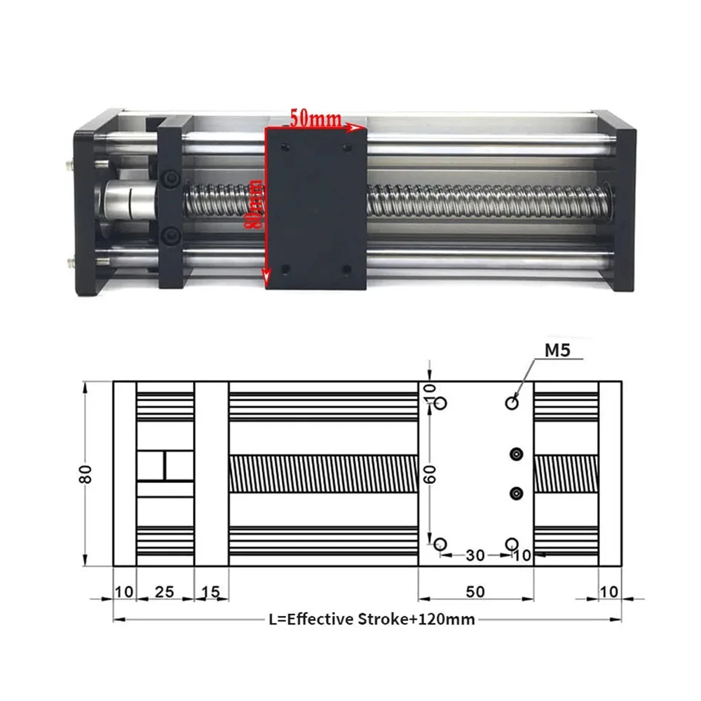 Modulo asse Z CNC alluminio 52mm 200W/500W Kit motore mandrino SFU1605 tavolo scorrevole 50-300mm corsa per Kit Router CNC macchina