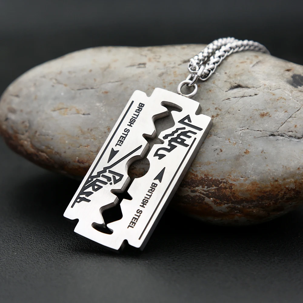 Punk Hip Hop Edelstahl Sicherheits klinge Rasiermesser Anhänger Halskette für Männer Jungen einzigartige coole Schwermetall Schmuck Geschenke Drops hipping