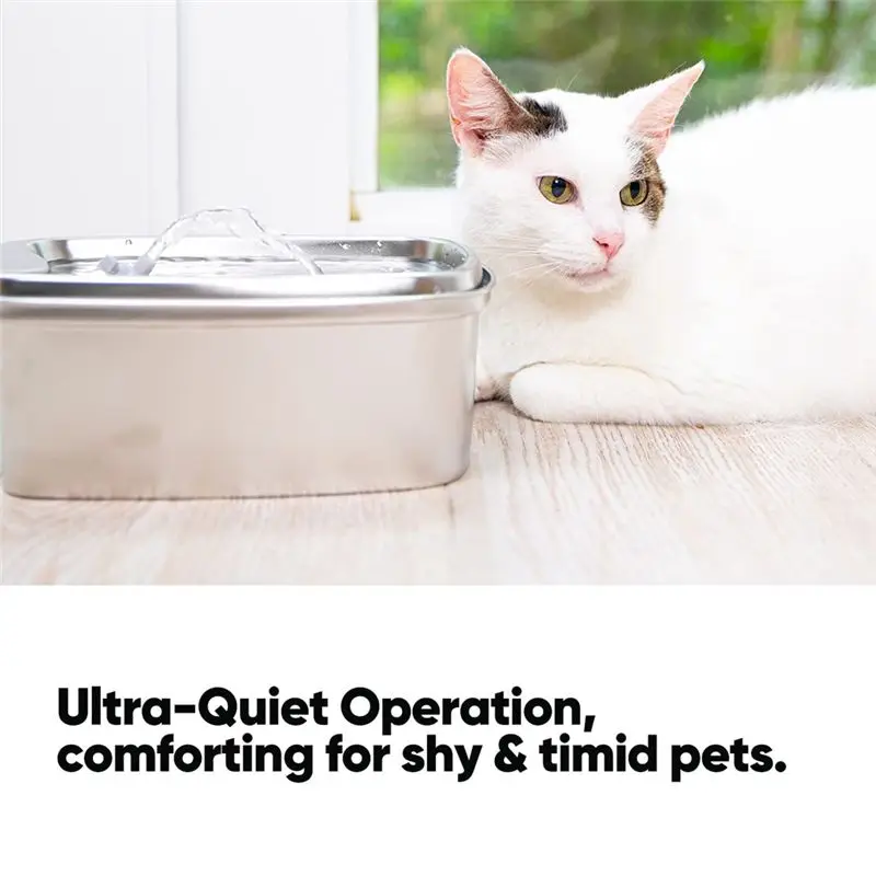 Learned- Cats Water Fountain Stainless Steel 108Oz/3.2L Automatic Pet Water Fountain Smart Mute Dog Water Dispenser EU Plug