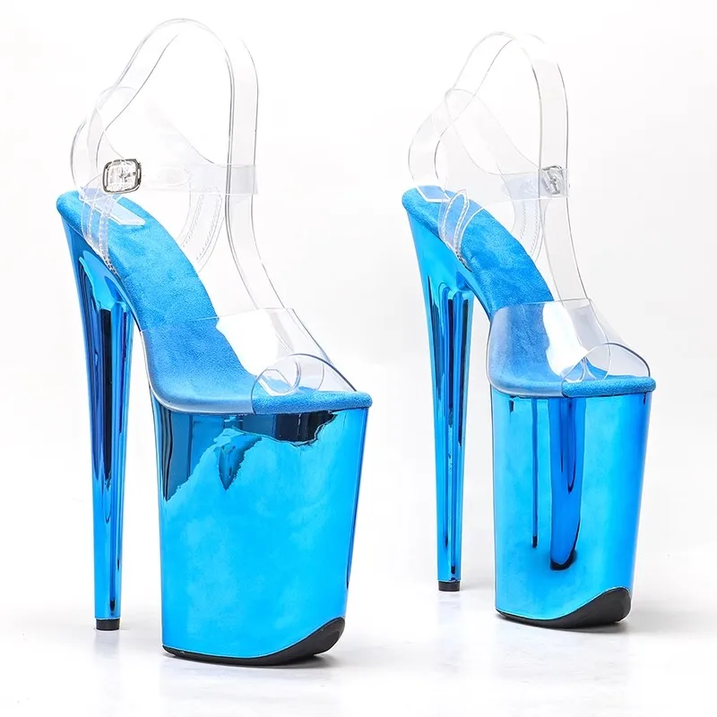 

Model Shows Wome Fashion 23CM/9inches PVC Upper Platform Sexy High Heels Sandals Pole Dance Shoes 030