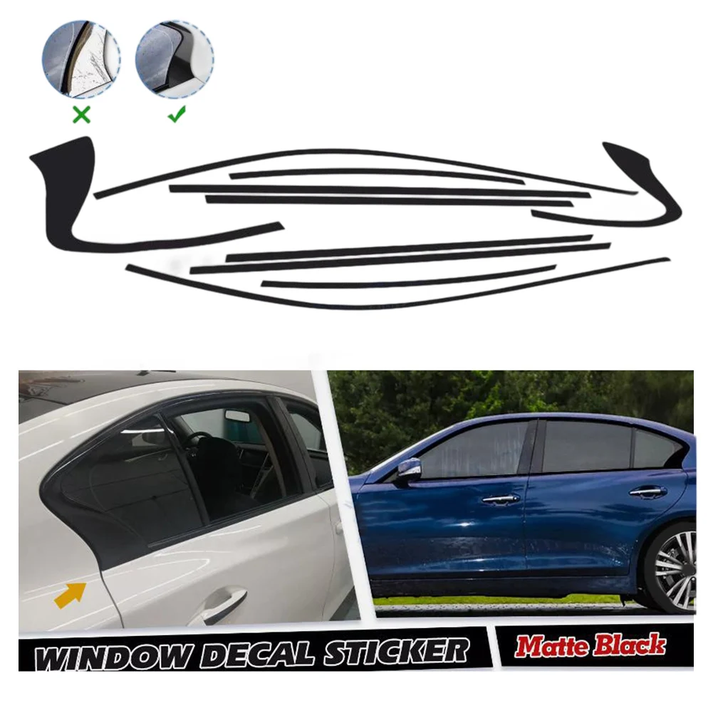 For Infiniti Q50 Q50S 2014 2024 Chrome Delete Window Trim Stickers Vinyl Scratch Resistant Blackout Style for Vehicle Exterior
