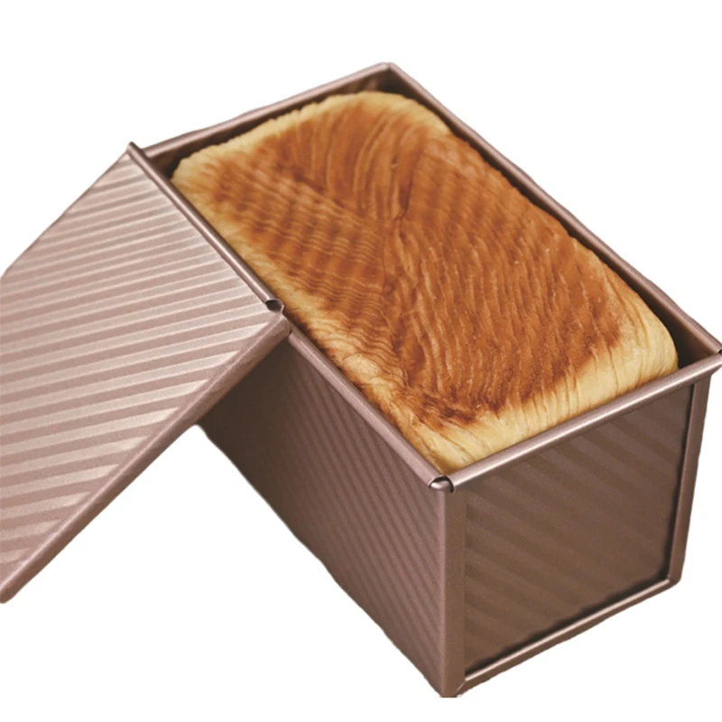 Bread Pan With Lid Non-Stick Baking Pan Baking Bread Carbon Steel Corrugated Bread Toast Box Mold With Lid For Baking