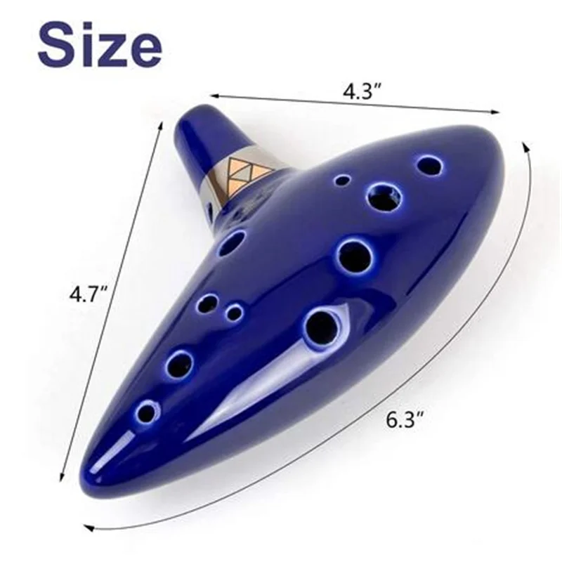 

Ocarina,12 Tones Alto C Ceramic Ocarina Musical Instrument with Song Book Neck String Neck Cord Carry Bag, Blue