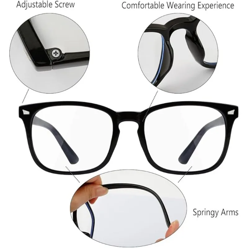 Portable Blue Light Blocking Glasses Black Leopard Square Frame Eyeglasses Men and Women Anti Blue Ray Office Computer Goggles