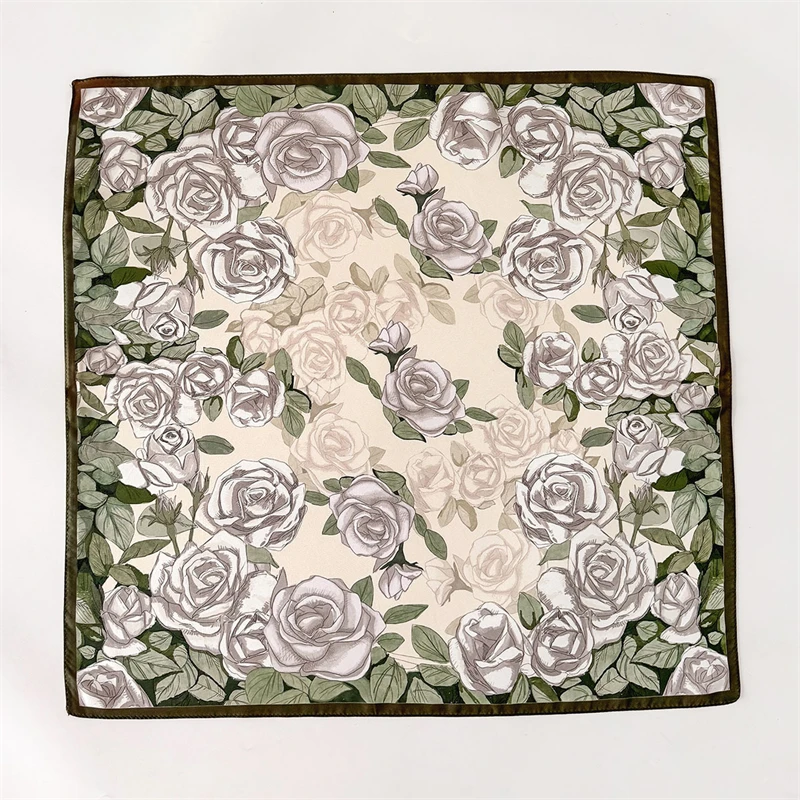 

14mm 100% Twill Silk Square Scarf for Women 65cm Neck Tie Neckerchief Double side Female Foulard Headband Hijab Shawl Bandana