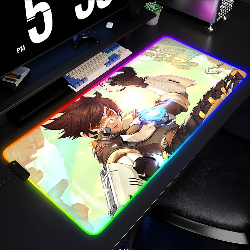

RGB Computer Varmilo Keyboard Pad LED Mouse Pad Anime Gaming Accessories Table Gamer Carpet Overwatch Tracer Desk Mat Mousepad