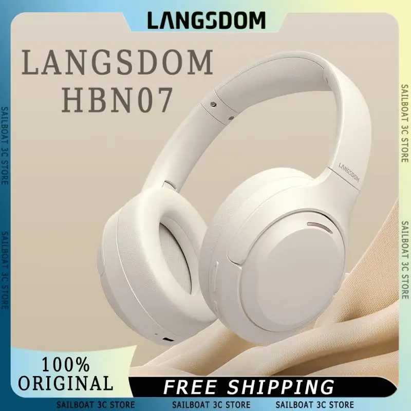 LANGSDOM HBN07 Wireless Headphones Active Noise Reduction Bluetooth 5.4 Long Battery Life 360 Stereo Sound Custom Music Headset