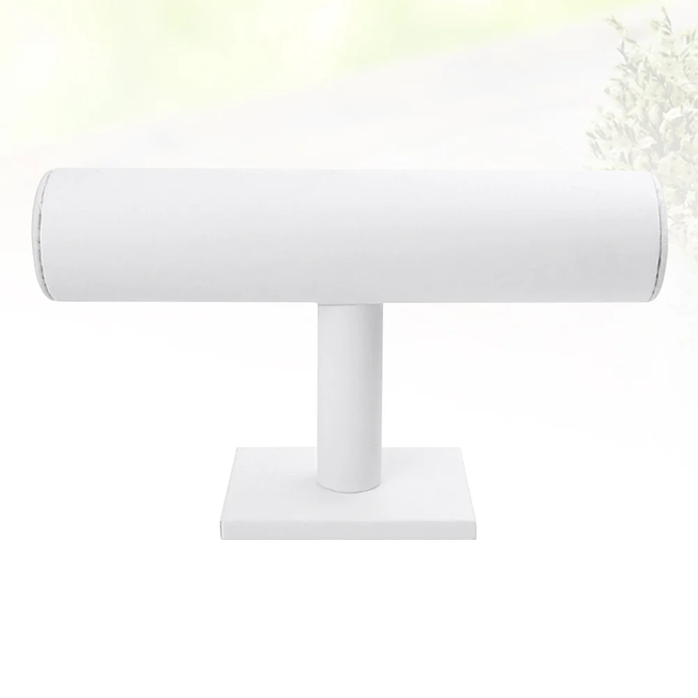 1 قطعة رف شاشة الأساور T شكل دائم حامل مجوهرات المنظم مستطيلة قاعدة الأبيض سوار رف شاشة