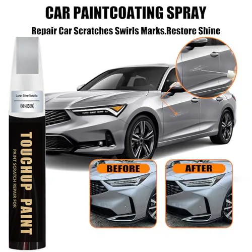 Lunar Silver Metallic(NH-830M) Touch Up Paint Compatible with Acura, Car Paint Pen Scratch Repair Two-In-One Touch Up Paint