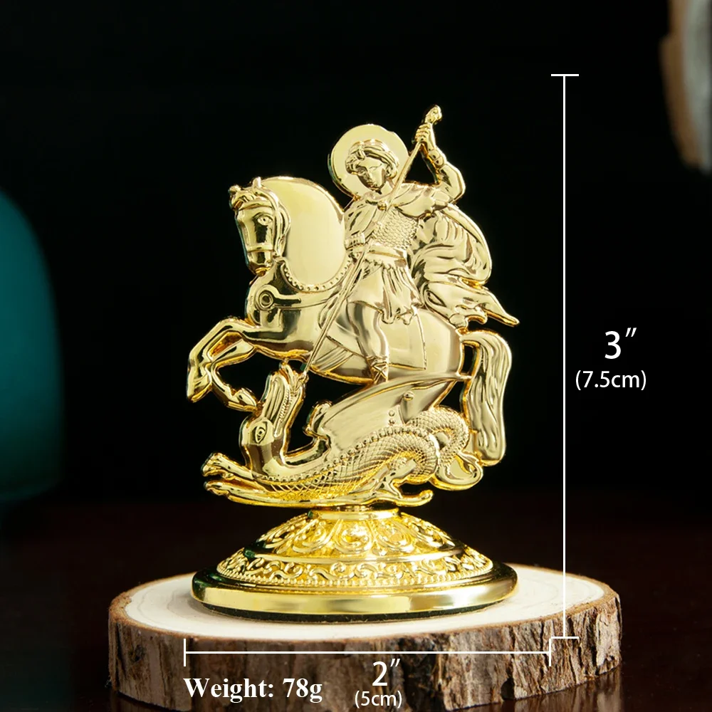 HTISOK Orthodox Myth George  Gold Plated Religion Gift Box Church Home Table Stand Religion Statue
